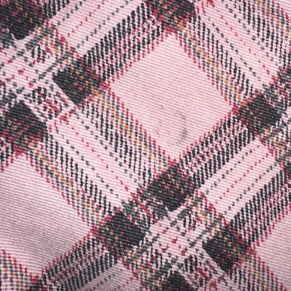Paige Hoxton Slim Pink Plaid Jeans Raw Hem Stretch Women's 28‎